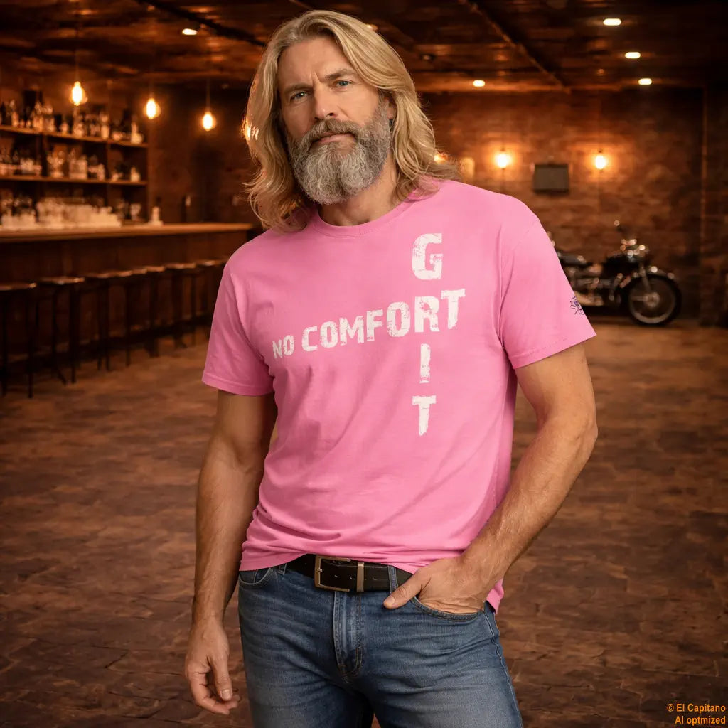 No Comfort Tee – Caballeros – Azalea – azalee_nocomfort_front_mann – El Capitano