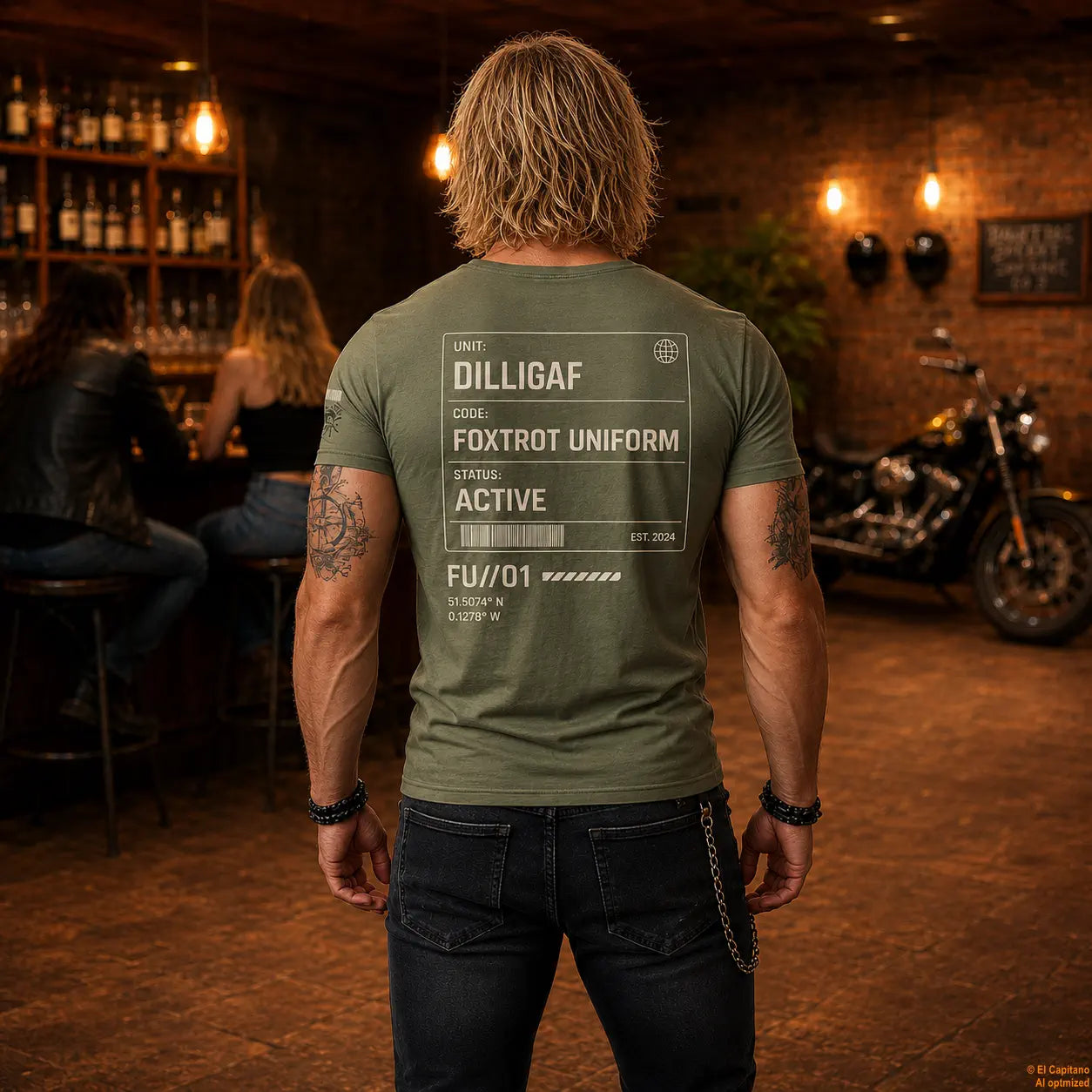 DILLI FU Tee - Caballeros – – military_green_dilligaffu_heck_mann – El Capitano