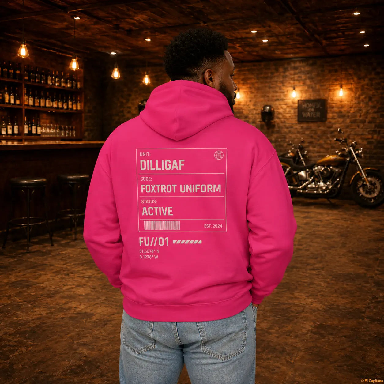 DILLIFU Hoodie - Caballeros – – punch-pink_dilligaffu_heck_mann – El Capitano